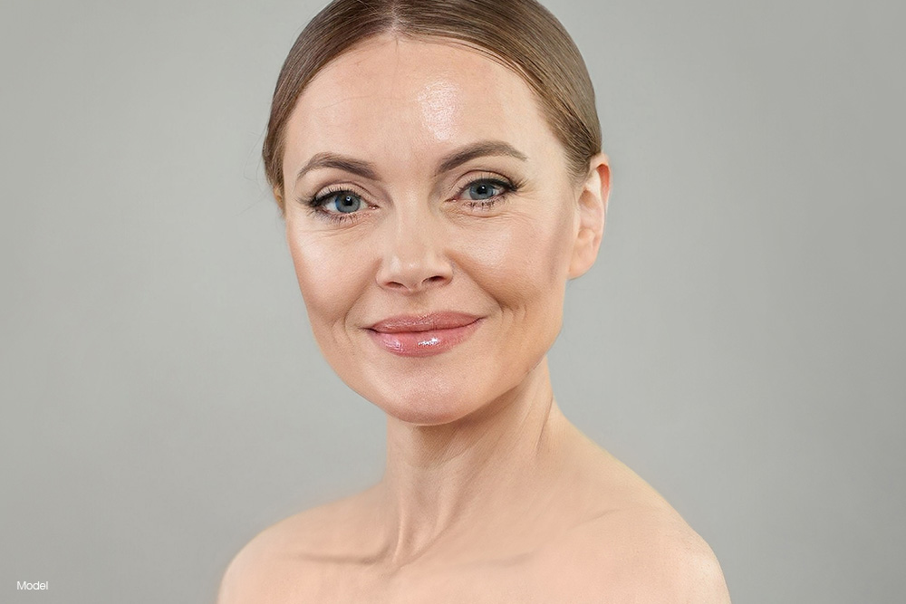 Mature woman with her hair back